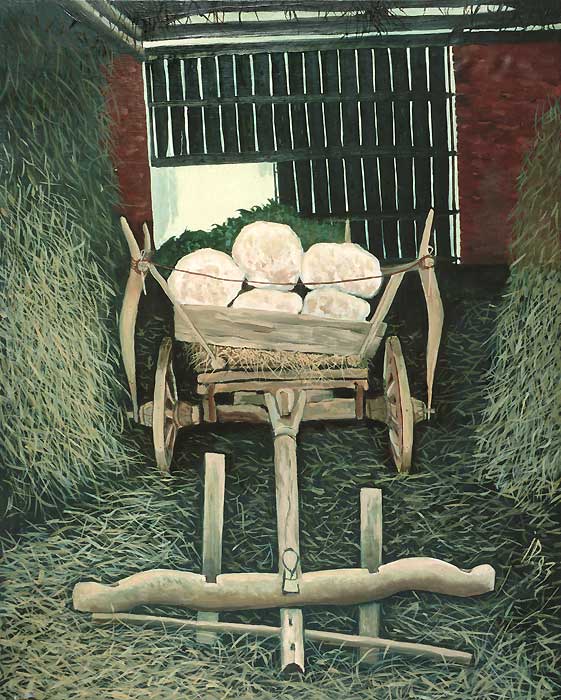 CART IN SHED I - Oil/Canvas (100x81) 1983
