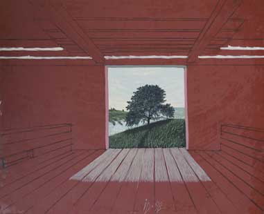 TREE IN SHED - Oil/Canvas (81x100) 1998