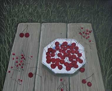 THE CHERRIES PLATE - Oil/Canvas (33,5x41,5) 1998